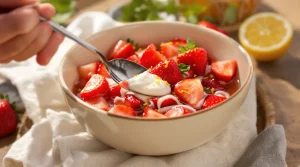 Envie de fraises en dessert ? Essayez cette salade de fraises, fraîche, gourmande et acidulée