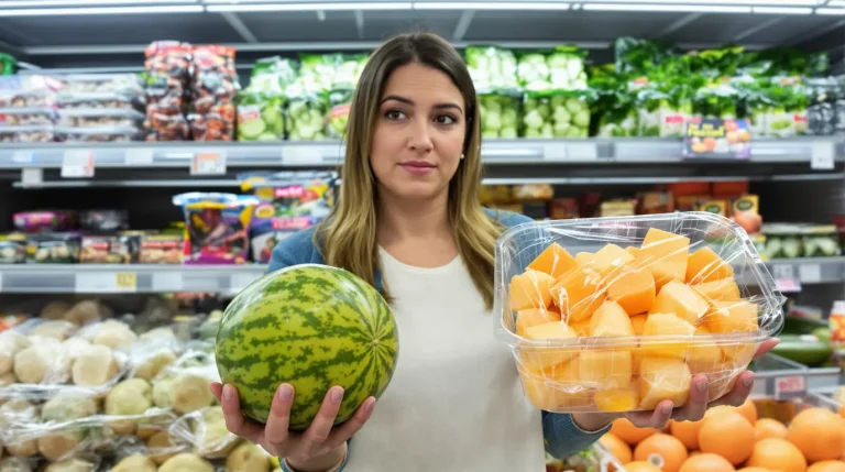 Plastique alimentaire : « Avons-nous vraiment besoin des champignons coupés et melons prédécoupés ? » Plastique alimentaire : « Avons-nous vraiment besoin des champignons coupés et melons prédécoupés ? »