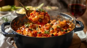 Pollo alla cacciatora : le poulet italien du dimanche mijoté aux tomates et aux olives