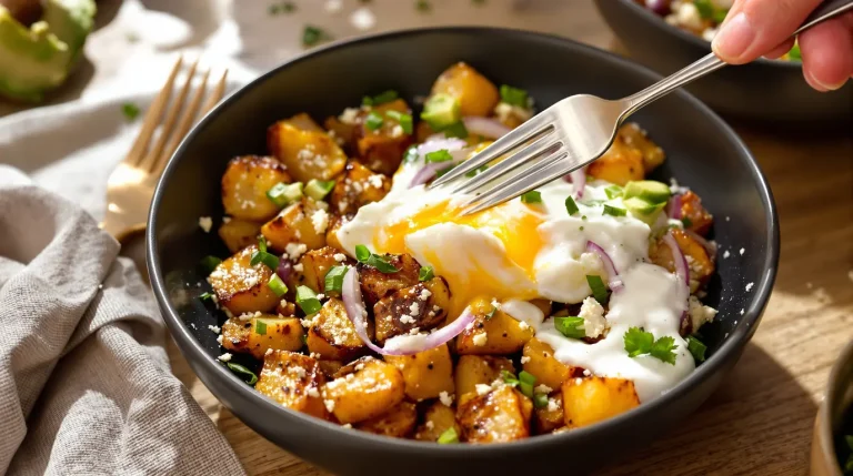 Pommes de terre rôties, œufs au plat et sauce à 3 ingrédients : le bowl brunch tendance du moment